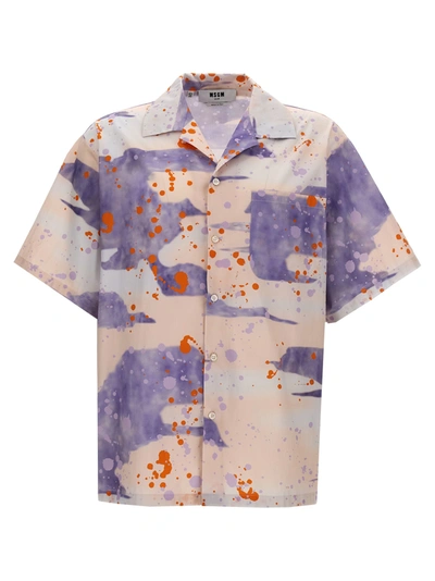 Msgm Camouflage Print Shirt In Lilac