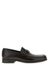 Ferragamo Bart Black Loafers With Embossed Gancini Detail On The Front In Leather Man