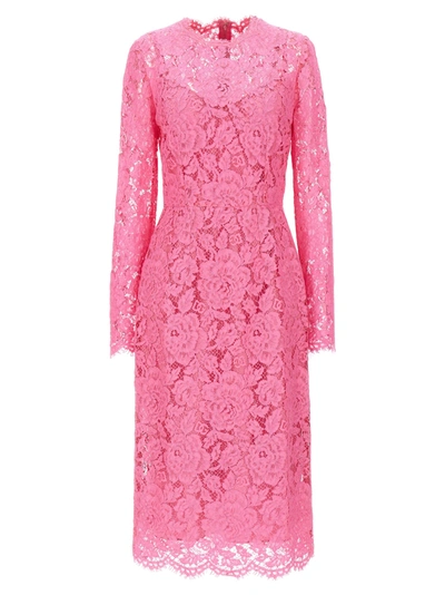 Dolce & Gabbana Lace Sheath Dress Dresses Pink