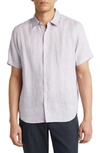 THEORY IRVING SOLID SHORT SLEEVE LINEN BUTTON-UP SHIRT