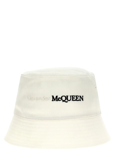 ALEXANDER MCQUEEN LOGO BUCKET HAT HATS WHITE/BLACK