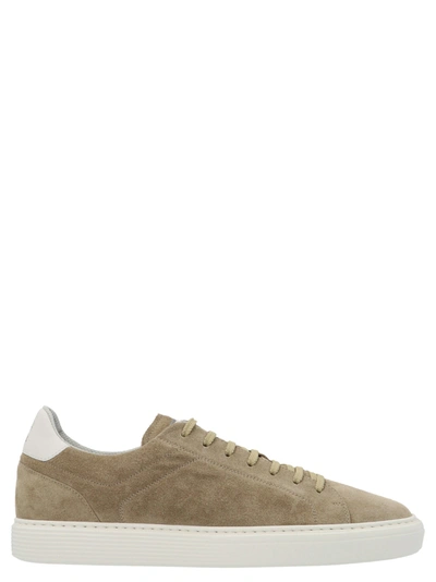 Brunello Cucinelli Men's Leather Low-top Sneakers In Beige