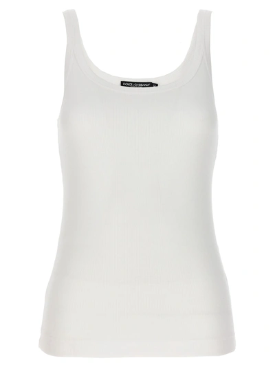 Dolce & Gabbana Ribbed Tank Top Tops White