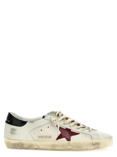 Golden Goose Superstar Distressed Suede-trimmed Leather And Mesh Trainers In Neutrals