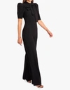 Black Halo Ara Tie Neck Puff Sleeve Jumpsuit In Black