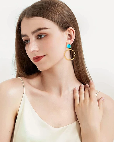 Liv Oliver 18k Gold Turquoise Sunshine Hoop Earrings