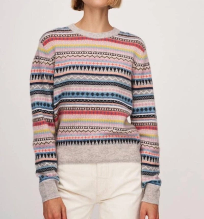 White + Warren Fairisle Crewneck Sweater In Pastel Combo In Multi