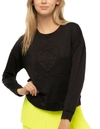 LUCKY IN LOVE ROUND NECK LONG SLEEVE TOP IN BLACK