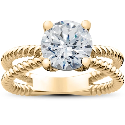 Pompeii3 2 Ct Solitaire Lab Grown Diamond Braided Lily Engagement Ring In 14k Gold In Silver