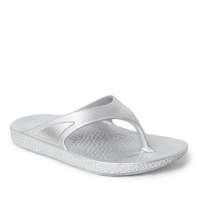 Dearfoams Ecocozy By  Women's Sustainable Comfort Thong Sandal In Silver
