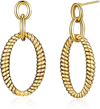 Liv Oliver 18k Gold Textured Drop Earrings