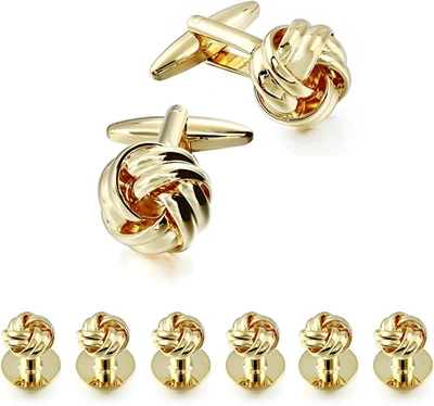 Stephen Oliver 18k Gold Classic Knot Tie Cufflink Set