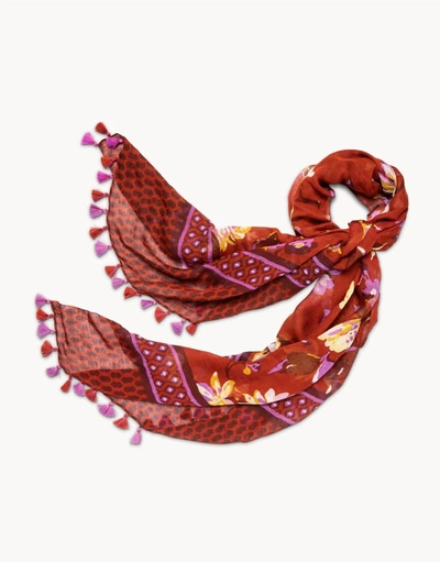 Spartina 449 Painterly Floral Scarf In Red