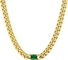Liv Oliver 18k Gold Chain Emerald-cut Green Necklace In Multi