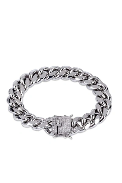 Liv Oliver Silver Link & Cz Clasp Bracelet