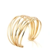 Liv Oliver 18k Gold Plated Multi Layer Cuff Bangle In Gold