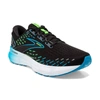 BROOKS MEN'S GLYCERIN GTS 20 RUNNING SHOES IN BLACK HAWAIIAN OCEAN/GREEN