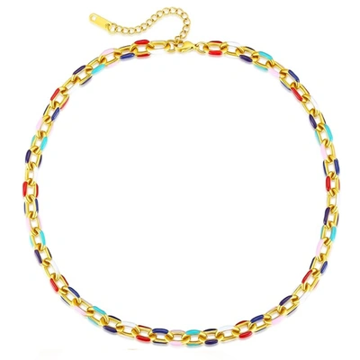 Liv Oliver 18k Gold Multi Color Link Necklace
