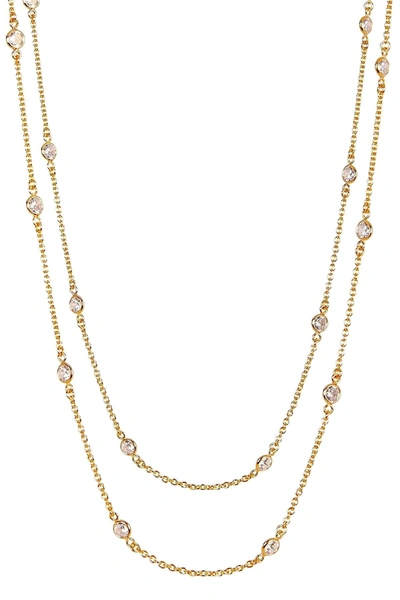 Liv Oliver 18k Gold Plated Sterling Silver Cz Station Necklace