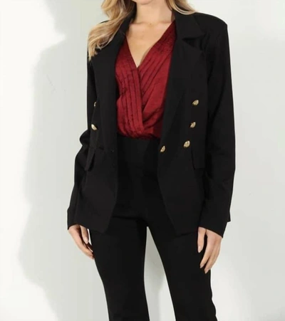 Veronica M Double Breasted Blazer With Gold Buttons In Black