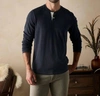 THE NORMAL BRAND MEN'S PUREMESO TWO BUTTON HENLEY SHIRT IN NAVY