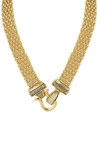 Liv Oliver 18k Gold Mesh Embellished Necklace In Gold