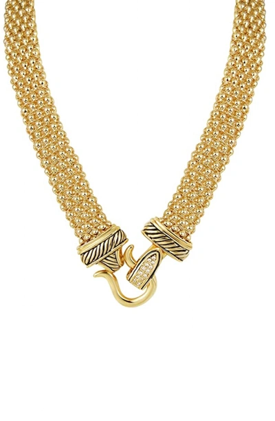 Liv Oliver 18k Gold Mesh Embellished Necklace