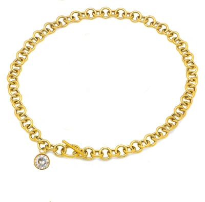 Liv Oliver 18k Gold Plated Chunky Crystal Charm Necklace