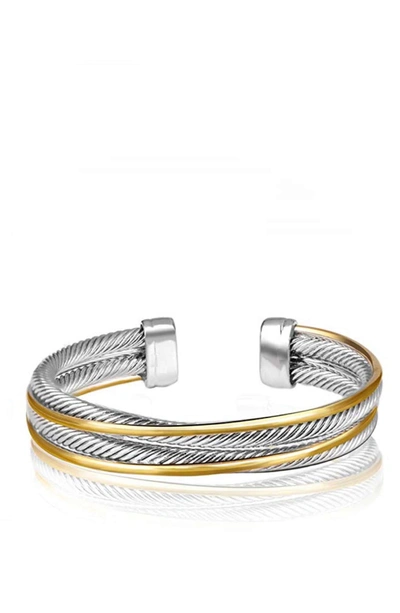 LIV OLIVER 18K GOLD & SILVER TWO TONE CUFF BANGLE