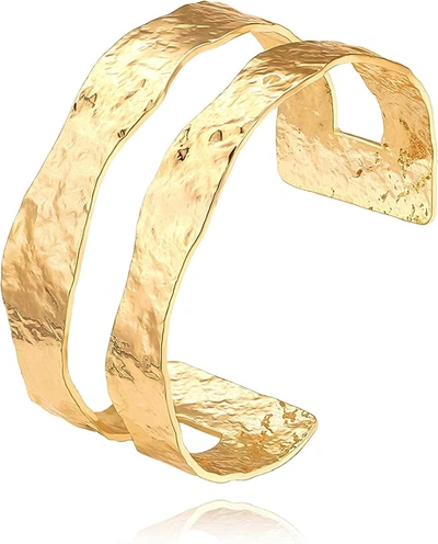 Liv Oliver 18k Gold Layer Hammer Cuff Bangle