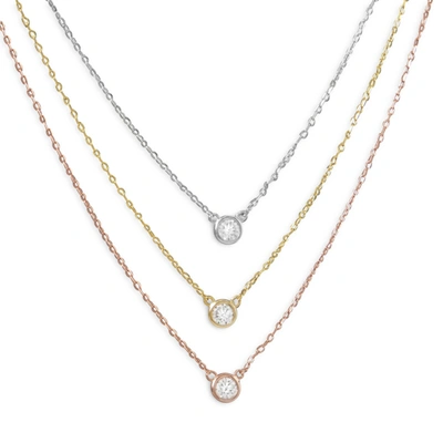 LIV OLIVER TRI COLOR MULTI LAYER CZ NECKLACE