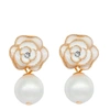 Liv Oliver 18k Gold Flower Pearl Drop Earrings In Multi