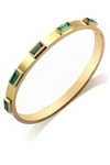 Liv Oliver 18k Gold Plated Green Station Bangle In Gold