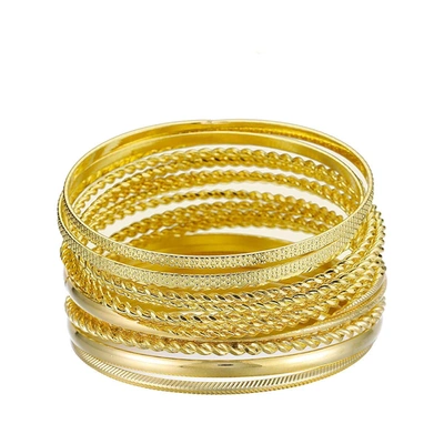 Liv Oliver 18k Gold Textured Bracelet Set