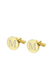 STEPHEN OLIVER 18K GOLD INITIAL "M" CUFFLINKS