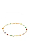 Liv Oliver 18k Gold Multi Color Gemstone Bracelet In Gold