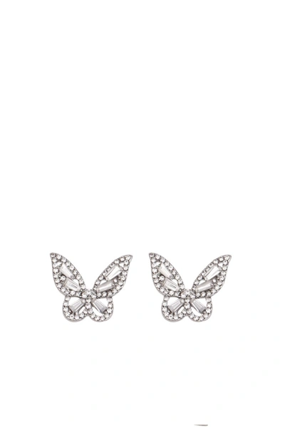 Liv Oliver Silver Embellished Butterfly Stud Earrings