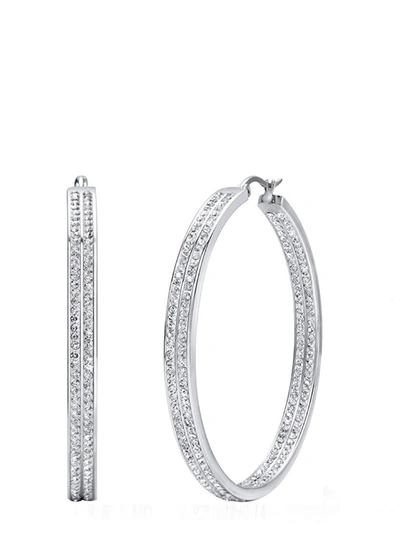 Liv Oliver Silver Crystal Inside Out Hoop Earrings