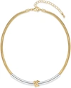 Shop Liv Oliver 18k Gold Two Tone Knot Necklace In Multi