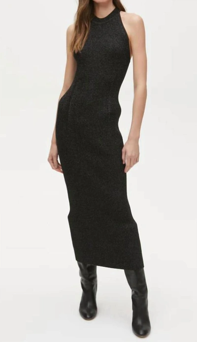 Michael Stars Giselle Shimmer Ribbed Dress In Black