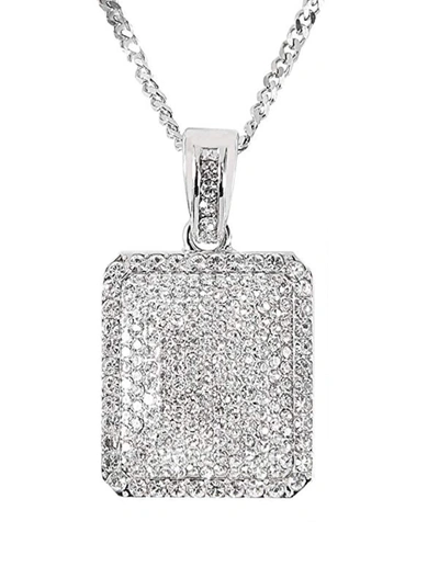 Stephen Oliver Silver Cz Tag Necklace
