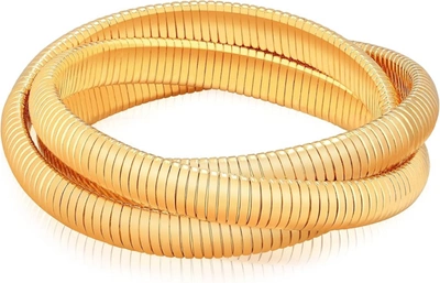 Liv Oliver 18k Multi Tri- Color Interlocking Bracelet In Gold