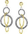 Liv Oliver 18k Gold Two Tone Textured Multi Ring Drop Earrings In Multi