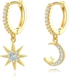 Liv Oliver 18k Gold Star & Moon Drop Earrings In Gold