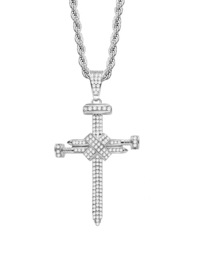 Stephen Oliver Silver Cz Cross Necklace