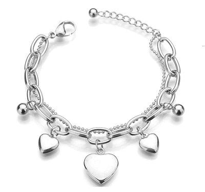 Liv Oliver 18k Gold Heart Charm Bracelet In Silver