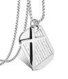 Stephen Oliver Silver Engraved Tag Cross Necklace In Silver