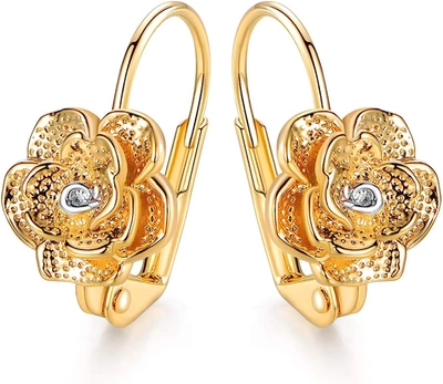 Liv Oliver 18k Gold Floral Drop Earrings