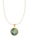 Liv Oliver 18k Gold Sea Green Chalcedony Disc Drop Necklace In Multi