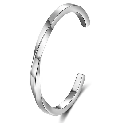 Stephen Oliver Silver Polished Modern Cuff Bangle